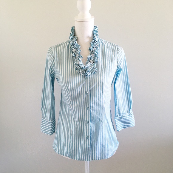 Talbots Tops - Talbots Striped Ruffle Button Down